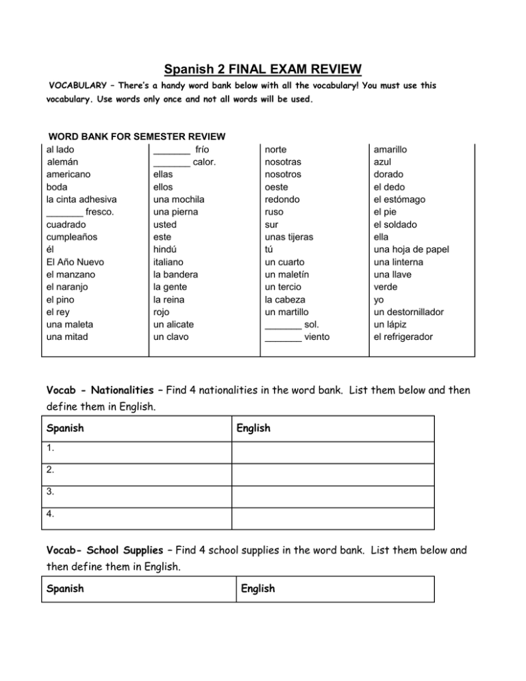 spanish-2-final-exam-review