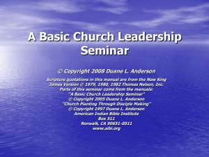 A Basic Church Leadership Seminar (contributed by Keith Hanlon)