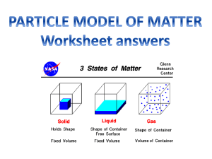Particle model of matter worksheet answers