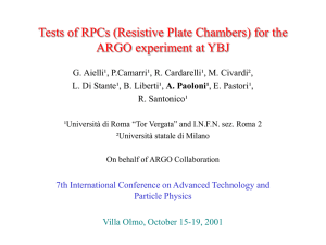 Tests of RPCs (Resistive Plate Chambers) for the ARGO experiment