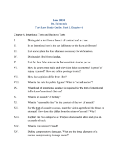 Study Guide, Tort Law, Part I, Chapter 6