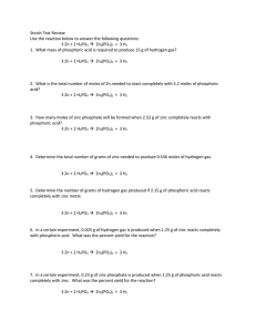 Stoich Test Review Use the reaction below to answer the following