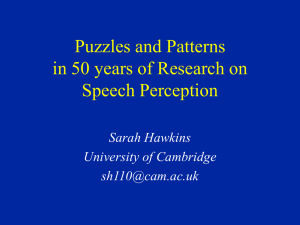 Puzzles and Patterns in 50 years of Research on Speech Perception