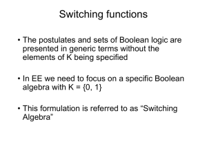 Switching Algebra and switching functions