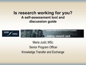 Is research working for you? A self-assessment tool and discussion
