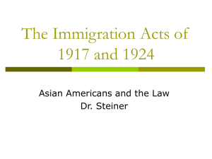 The Immigration Acts of 1917 and 1924