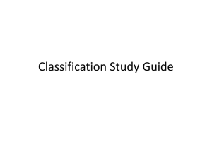 Classification Study Guide