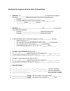 Worksheet for Sequence & Series (Unit 1C) PowerPoint