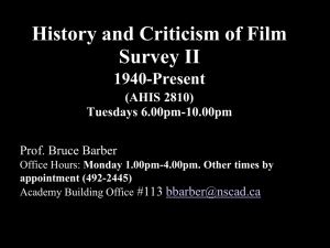History and Criticism of Film II 1940-Present (AHIS