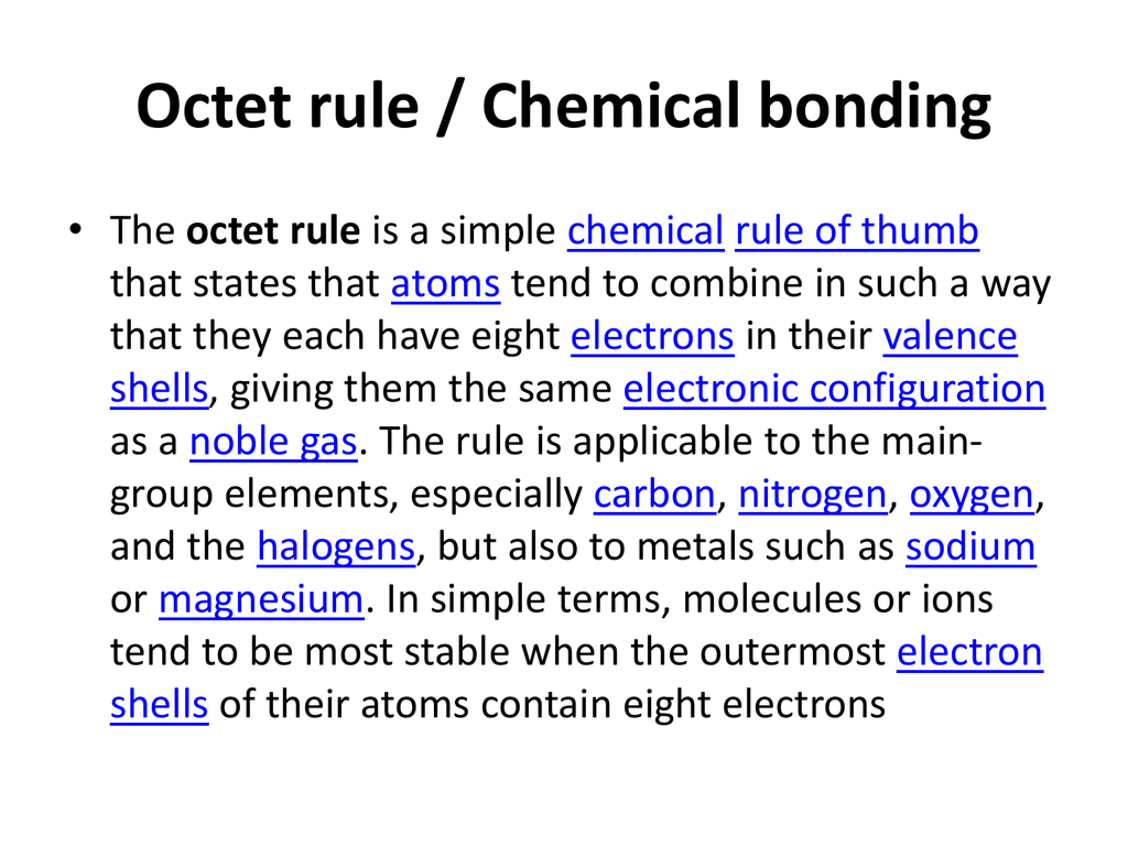 Achm 111 Week 8 Octet Rule And Chemical Bonding