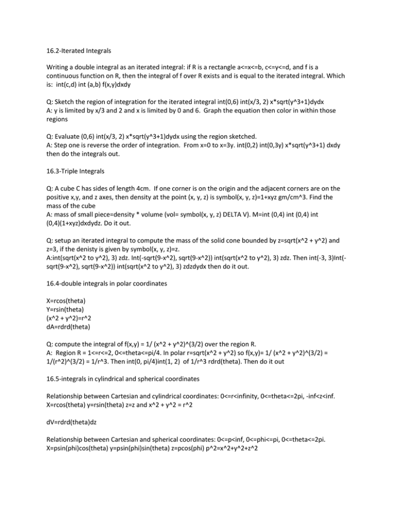 16 2 Iterated Integrals Writing A Double Integral As An Iterated