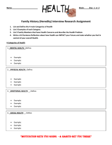 4 areas of health & family history assignment