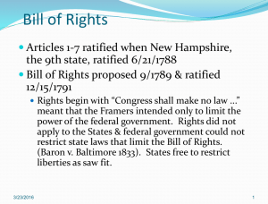 Bill of Rights 1st Amendment