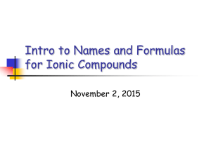 Notes on Ionic Compounds (writing formulas and names)