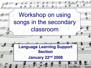 Workshop on using songs in the secondary