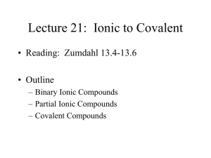 Lecture 23: Ionic Bonding