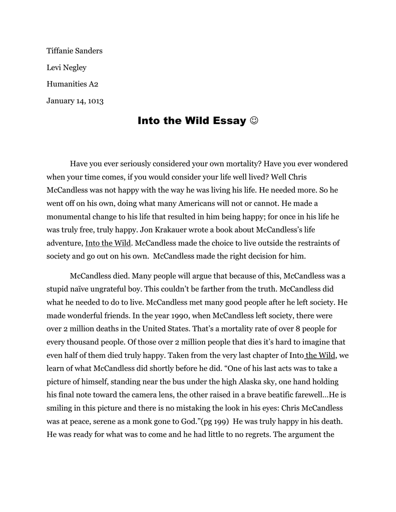 Реферат: Inot The Wild Essay Research Paper Into