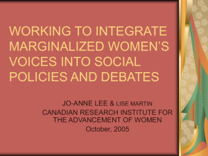 working to integrate marginalized women's voices into social