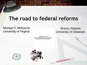 The road to federal reforms - Curry School of Education