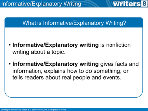 Informative Explanatory Writing