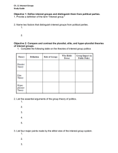 Ch. 11 Interest Groups Study Guide Objective 1: Define interest
