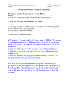 Name Date Physics Period Projectile Motion Practice Problems 1. A