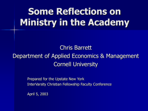 Some Reflections on Ministry in the Academy