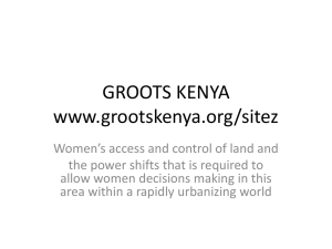 GROOTS KENYA - WOMEN CONTROL ON LAND