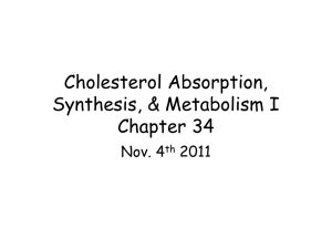 Cholesterol Absorption, Synthesis, & Metabolism I