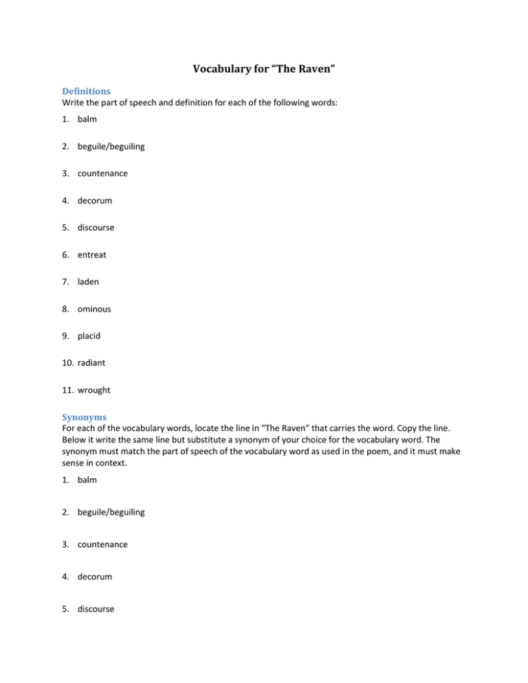 vocabulary-for-the-raven