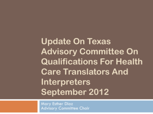 Update on Advisory Committee on Qualifications for