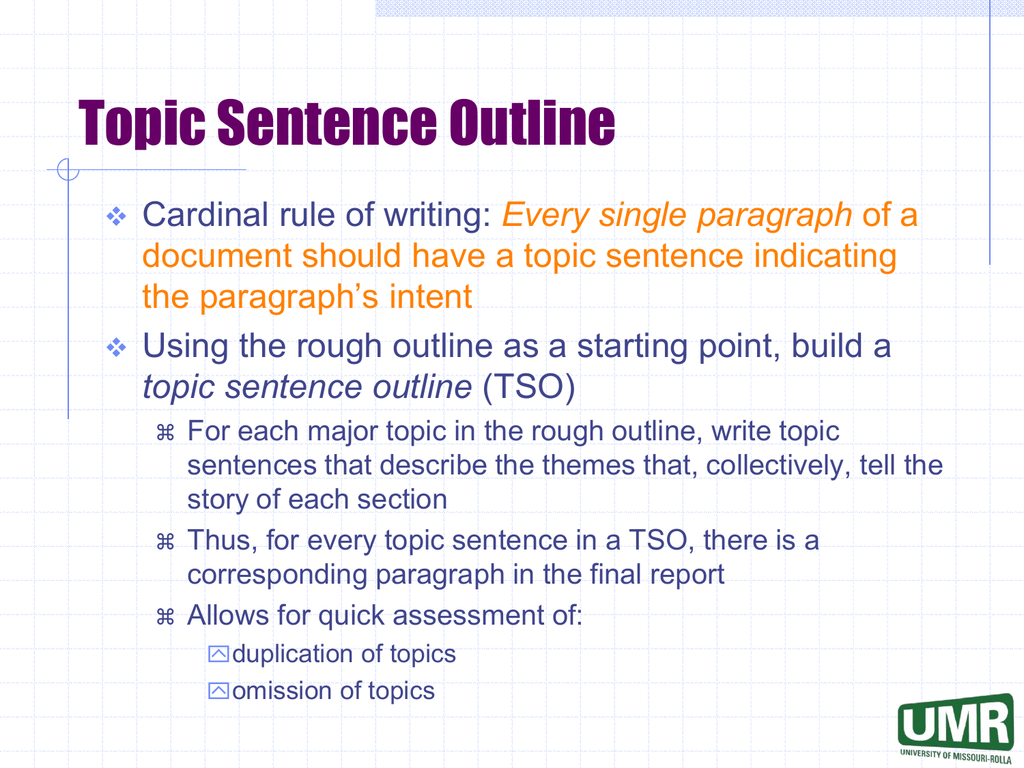 topic sentence or theme of your research paper