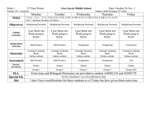 Week 1 2 nd Nine Weeks Gus Garcia Middle School Date: October