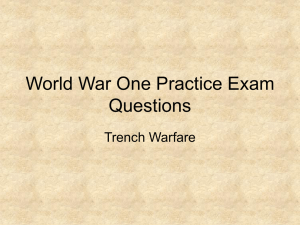 World War One Practice Exam Questions on trenches