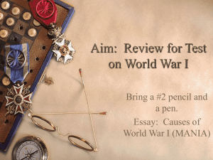 Aim: Review for Test on World War I