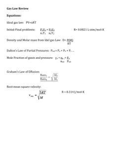 Gas Law Review Equations
