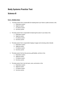 Body Systems Practice Test Science 8