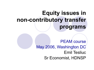 Equity issues in non-contributory transfer programs