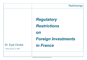 Regulatory restrictions on foreign investment in France