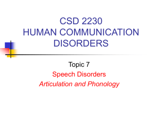 Phonology and Articulation Disorders