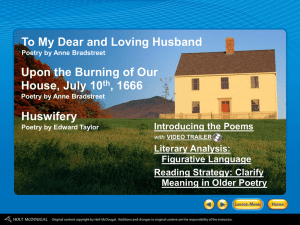To My Dear and Loving Husband Poetry by Anne Bradstreet