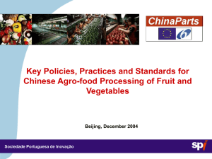 4. Chinese Agro-food Processing of Fruit and Vegetables