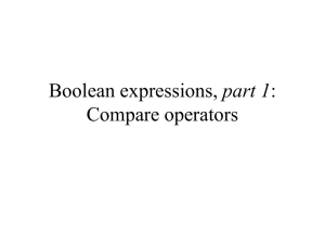 Boolean expressions, part 1: Compare operators