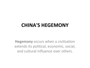 CHINA'S HEGEMONY