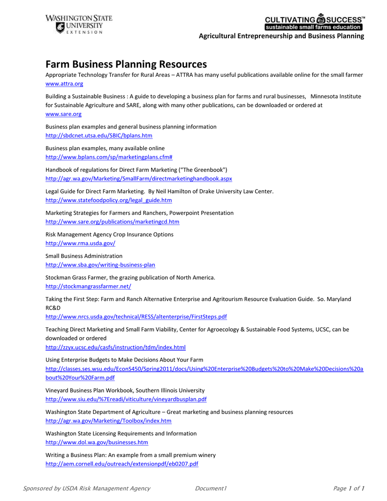 business plan for agricultural supply