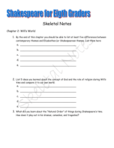 Skeletal Notes Shakespeare for Eigth Graders Skeletal Notes