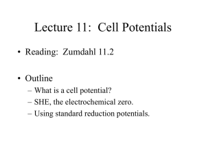 Lecture 13: Cell Potentials