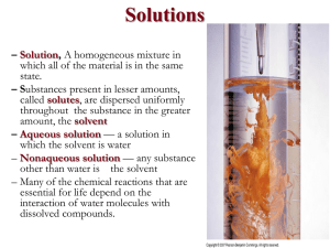 Solutions, Reactions, Concentration, Energy and Enthalpy, Gas Laws