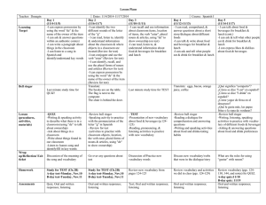 Lesson Plans Teacher: Dunagin Dates: 11/4/2014