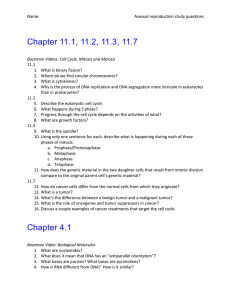 Name: Asexual reproduction study questions Chapter 11.1, 11.2
